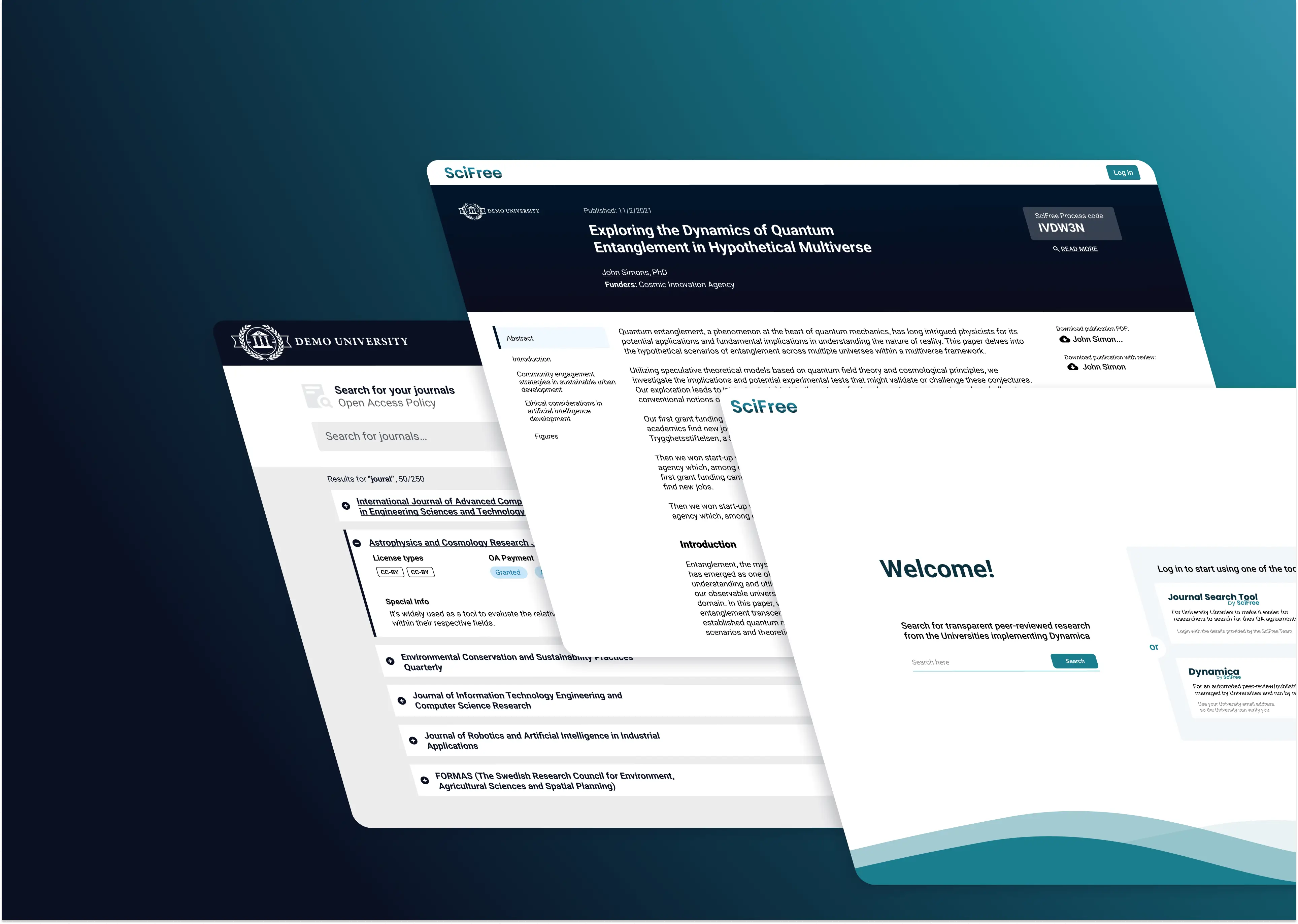 Visual Representation of SciFree platform
